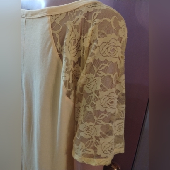 Zenna women's size 1x yellow with lace sleeves blouse shirt top - Picture 5 of 8